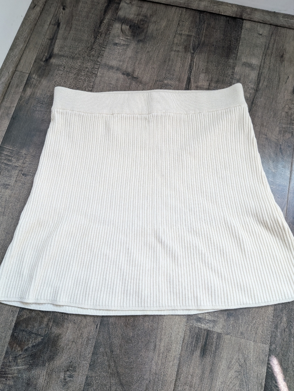 Free People Ivory Ribbed Knit Bodycon Mini Skirt - Size S